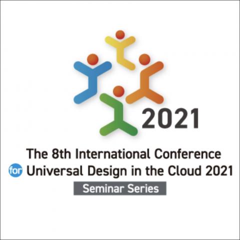 Poster with logo, year and title saying The 8th International Conference for Universal Design in the Cloud 2021