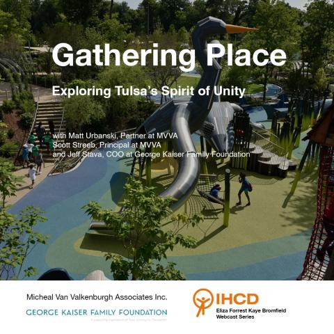 Promotional flyer for Gathering Place IHCD Webcast on Sept 27, 2022